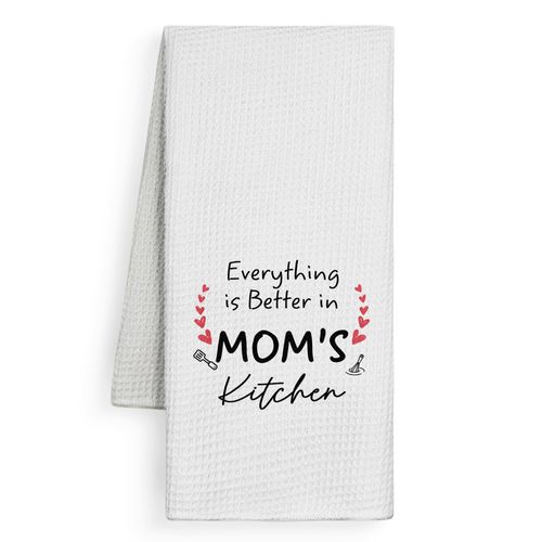 FGFK Mom Gifts Kitchen Towels, Mother's Day Birthday Gifts for Mom Dish Tea Towels for Kitchen Decor, Best Mother Gift from Daughters Sons Decorative Hand Towels, 16x24 Inch