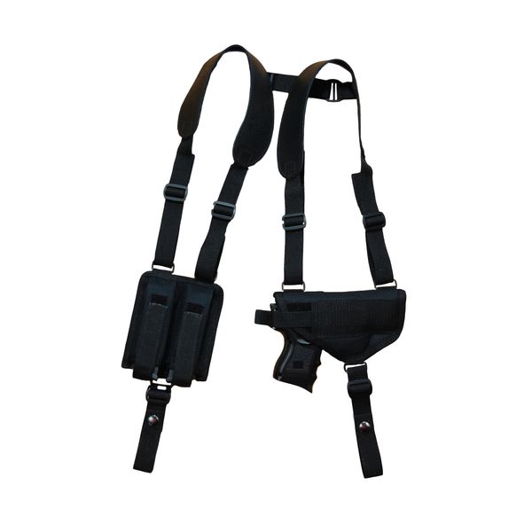 Barsony Nylon Gun Concealment Shoulder Holster w/Double Mag Pouch Compact 9mm 40 45 (Taurus PT 111 140 G2, Right)