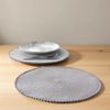 4 x Round Placemats Stylish Tableware Essentials for Dining Table Protection Pom Pom Design, 38cm, Grey