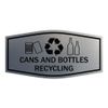 Fancy Cans and Bottles Recycling Sign (Brushed Silver) - Large