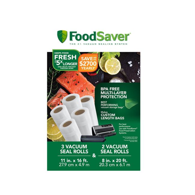 FoodSaver 11 x 16' Vacuum Seal Roll with BPA-Free Multilayer Construction  for Food Preservation, 11 Roll 3 Pack