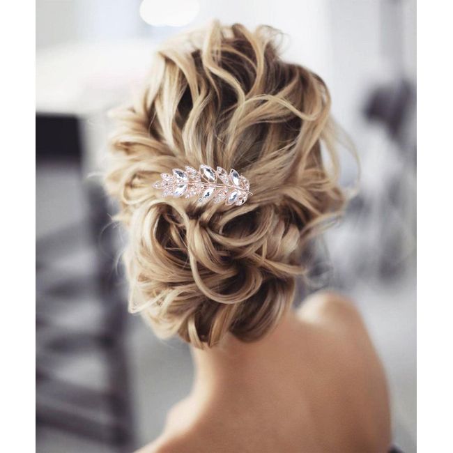 Wendalern Hochzeit Strass Haarspangen Blatt Haarspange Kristall Haarspangen Kopfbedeckung Gold Cz Blatt Haarteil Dekorativer Haarschmuck für Frauen und Mädchen