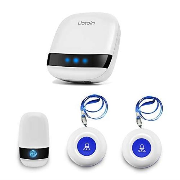 LIOTOIN Call Bell for Nursing Care 1 Receiver + 3 Transmitters Set Wireless Home Call Chime Nurse Call Intercom No Installation Required Cordless Chime Home Use Nursing Care Doorbell Facility Hospital Expandable