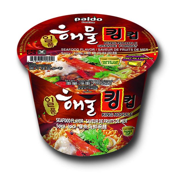 Paldo King Noodle Seafood Flavor Bowl 110g(Pack of 16)