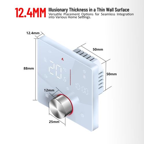 MincoHome Smart Knob Thermostat for Underfloor Electric Heating/Gas Boilers, Remote Voice Control Programmable Wifi Temperature Controller with Adjusting Wheel (White Gas Boiler)