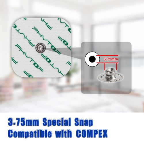 PHYTOP Tens Machine Pads Compatible with Compex, Self-Adhesive Tens Electrodes Easy Snap with 3.75mm Button Stud Connection (Pack of 20)