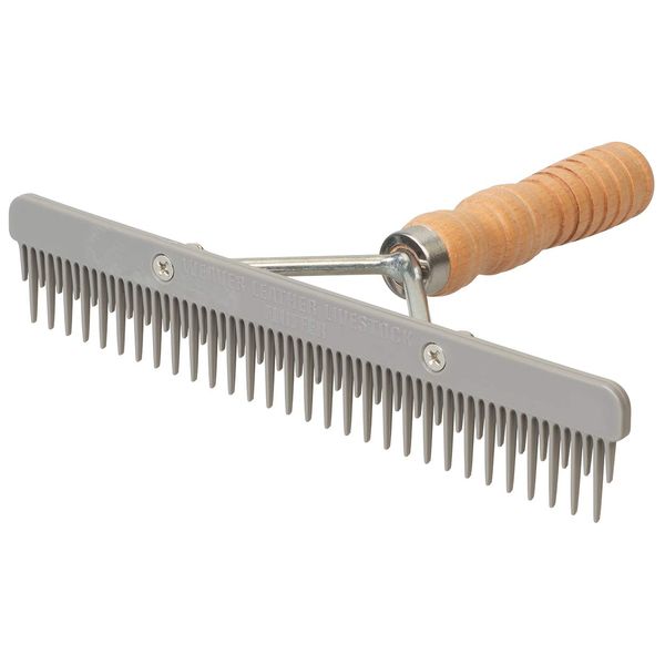 Weaver Livestock Fluffer Comb with Wood Handle and Replaceable Plastic Blade, Gray, 69-6051-GY