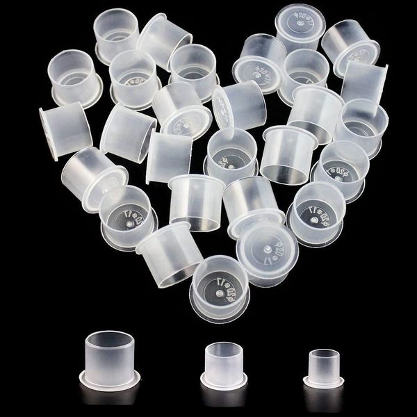 Yuelong 300pcs Ink Caps With Base Tattoo Ink Cups White Mixed #11 Small #14 Medium #17 Large Pigment Caps for Tattoo Permanent Makeup Container Cap Tattoo Accessory Tattoo Supplies Tattoo Kits