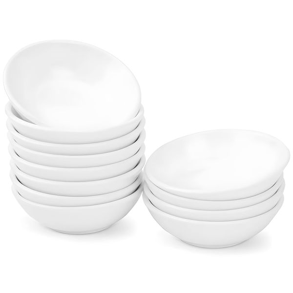 UIBFCWN 12 Pack Soy Sauce Dish 3inch Ceramic Dipping Bowls Bulk, 1.2 Oz White Dipping Sauce Bowls/Dishes, Small Dipping Sauce Cups for Sushi Ketchup Olive Oil Appetizer