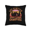 Life Is Better At The Campfire Camping Tent Throw Pillow
