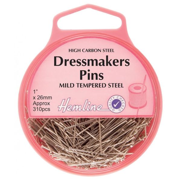 Hemline Nickel/Silver Sewing/Dressmaking Pins - 26mm