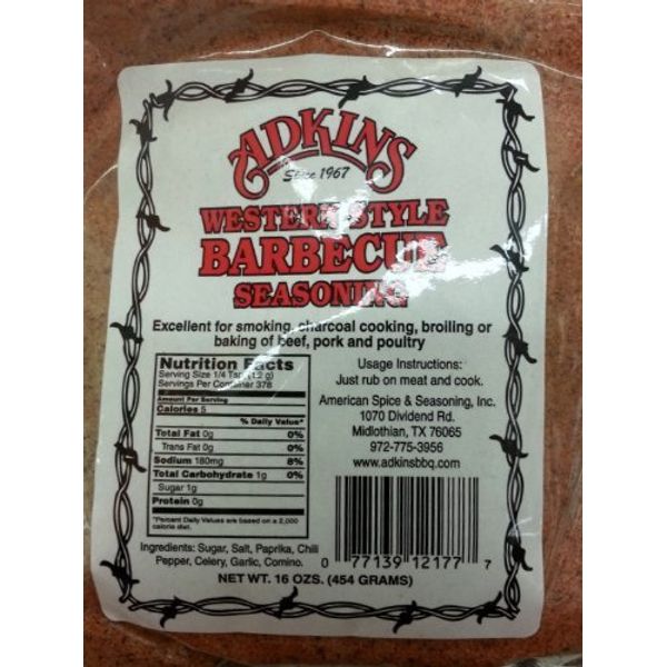 Adkins Western Style BBQ Seasoning, 16 oz