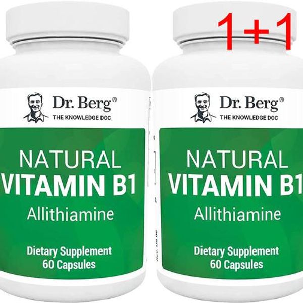 [1+1]Dr. Bergs Natural Vitamin B1 - Thiamine B1 Supplement 60 Capsules