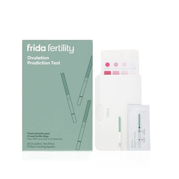 Frida Fertility Ovulation Test Kit, Easy At Home Ovulation Strips with Test Tracker + Prediction Log, Over 99% Accurate, Find Your 48 Hour Baby Making Window, 60 Ovulation Test Strips + Tracker System