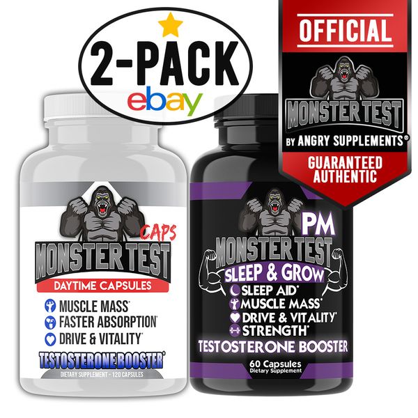 Angry Supplements Monster Test Test Booster Capsules 120ct + Monster PM Sleep