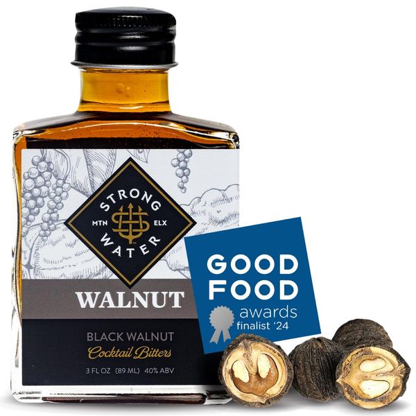 Strongwater Black Walnut Bitters (40 Servings) - Rich, Nutty Walnut Bitters for Cocktails - Pair Walnut Cocktail Bitters with a Manhattan, Coffee, or Use Walnut Bitters for Old Fashioned - 3oz, 1 Pack