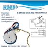 HQRP 3-Speed 4-Wire Ceiling Fan Pull Chain Light Switch 4 Pre-Installed Wires