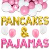 LaVenty Pancakes & Pajamas Decoration Pancakes & Pajamas Balloons Pajamas Party Decoration Slumber Party Decoration Girls Night Decoration (pink gold 1)