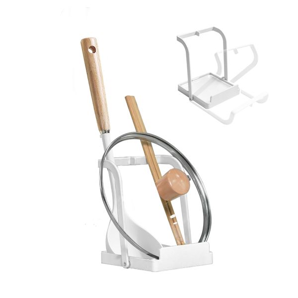 EX-SPACE Folding Ladle & Pot Lid Stand, Kitchen Tool Stand, Cutting Board Stand, Kitchen Utensil Stand, Cooking Utensil Stand, Ladle Stand, Rice Spoon, Kitchen, Cooktop, Storage, Not Mounted,