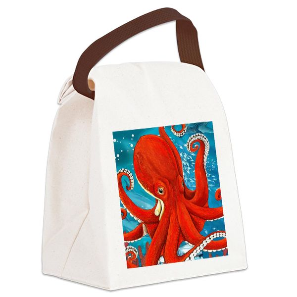 CafePress Octopus Painting Canvas Lunch Bag with Strap Handle