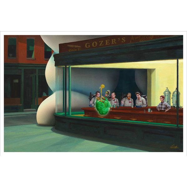 Ghostbusters Nighthawks Before Stay Puft Giclee Art Print Poster 24x16 Mondo