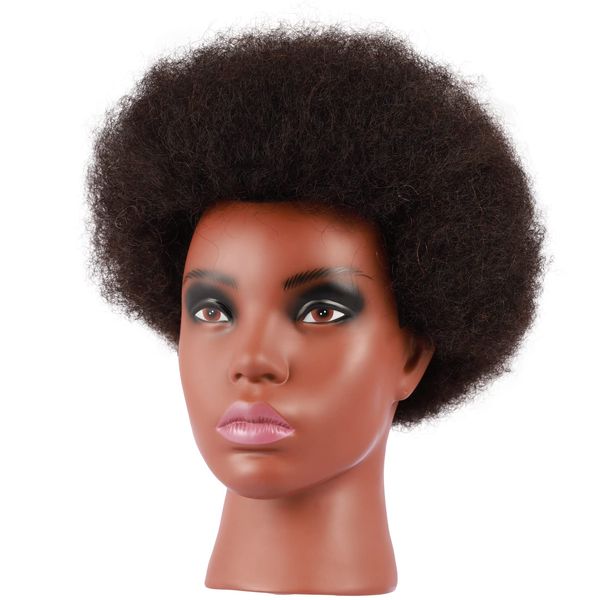 Kalyx African American Mannequin Head with 100% Human Hair Kinky Curly Hair Hairdresser Practice Styling Training Head Cosmetology Manikin Doll Head for Dye Cutting Braiding(137B)