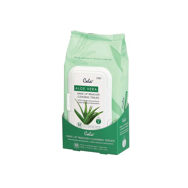 Cala Aloe vera make-up remover cleansing tissues 60 count, 60 Count