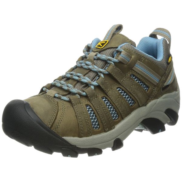 KEEN Women's Voyageur Low Height Breathable Hiking Shoes, Brindle/Alaskan Blue, 9 US