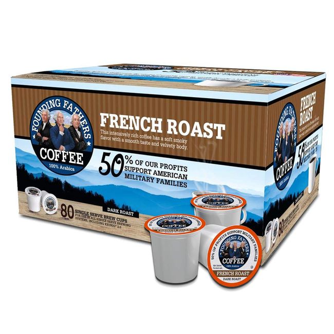 Founding Fathers Coffee Single Serve Pods for Keurig 2.0 K-Cup Brewers, French Roast, 80 Count