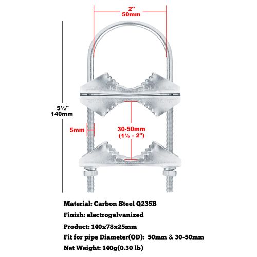 GBGS 6 Sets Double Antenna Mast Clamp,Fit 2" and 1-1/8"-2" OD Tube,Pole to Pole Mount Bracket
