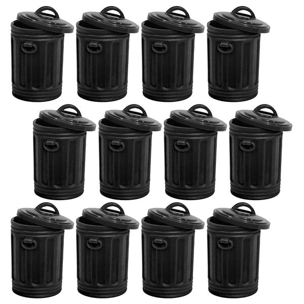 Set of 12 Black Trash Cans for Wrestling Action Figures