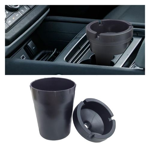 Black Smokeless Car Ashtray with Lid, Portable Jumbo Butt Bucket Ashtray, Smell Proof Cigarette Trash Can Auto Ashtray, Self-Extinguishing Cup Car Ash Holder for Car Truck Home Office (1PC)