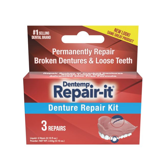 Dentemp Repair Kit - Repair-It Advanced Formula Denture Repair Kit - Denture Repair Kit Repairs Broken Dentures - Denture Repair to Mend Cracks & Replace Loose Teeth