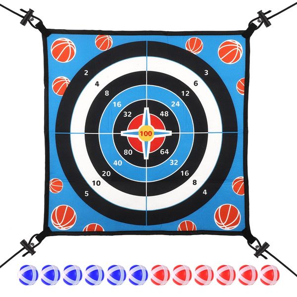 Trampoline Dart Board Game Accessory, Dart Board Game for Kids with 12 Sticky Balls Trampoline Toy Accessory Trampoline Toss Game for 8/10/12/14ft Trampolines Indoor Outdoor Party Game