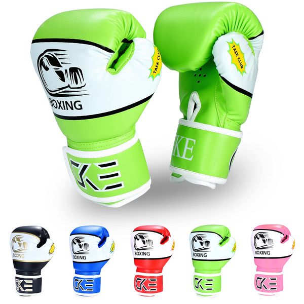 CKE Kinder Boxhandschuhe für Kinder 5-12 Jahre Jungen Mädchen，Boxhandschuhe Kinder Trainingshandschuhe Boxing Gloves für Kids Boxsack Kickboxing für Muay Thai Boxhandschuhe(Grün)