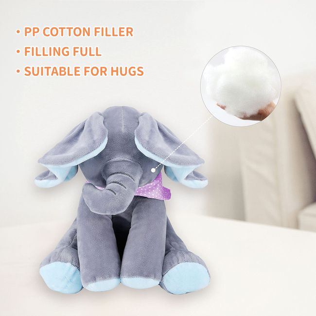 KW-Joey Animated Elephant Toys, Plush Singing Elephant with Ears Moving Electric Plush Toy, Adorable Elephant Stuffed Animal Toy for Baby's Gift, Blue, 12 inches