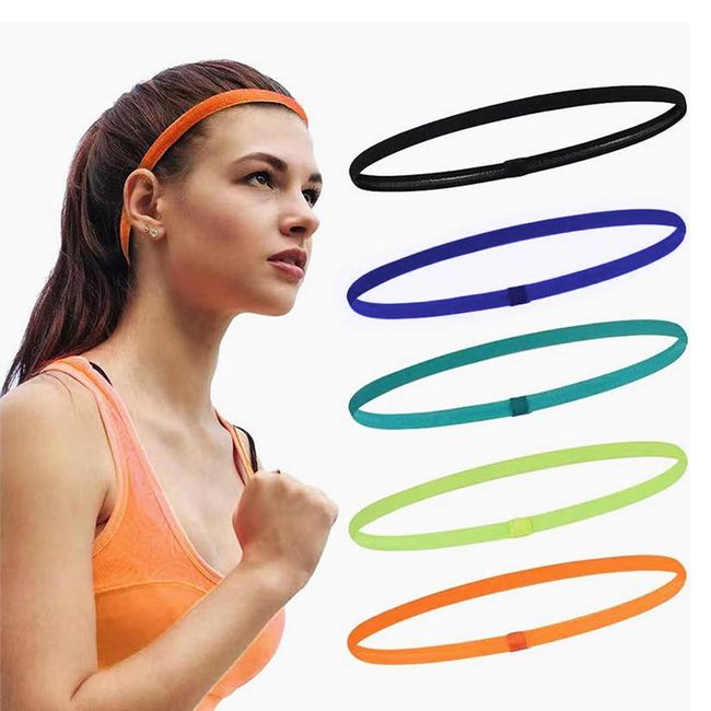 5 Stück Haarband Mädchen Sport Stirnband Dünn Kinder Elastische rutschfeste Stirnbänder Sport Haarband Silikon für Kinder Damen Frauen Mädchen