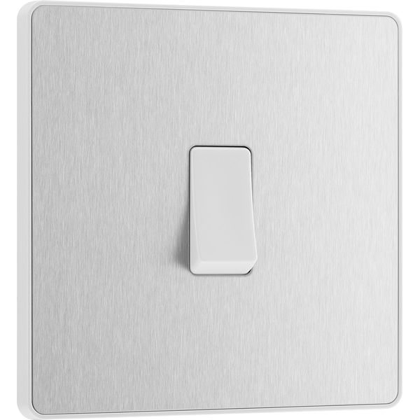 BG Electrical Single Wall Light Switch, 2 Way, Screwless Front Plate, Round Edges, Evolve, Brushed Steel, 20A, 16AX, PCDBS12W