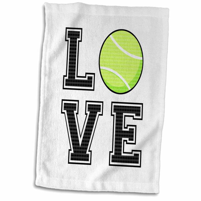 3dRose Print of Love Tennis Towel, 15" x 22", White