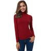 Red Long Sleeve Mock Turtleneck Stretch Slim T Shirt Layer Top Red Medium