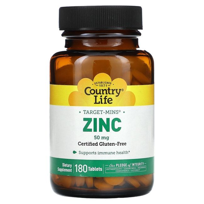 Country Life Target-Mins Zinc 50mg 180 Tablets 150862, 90 Caps -Selected dose takes precedence over photo.