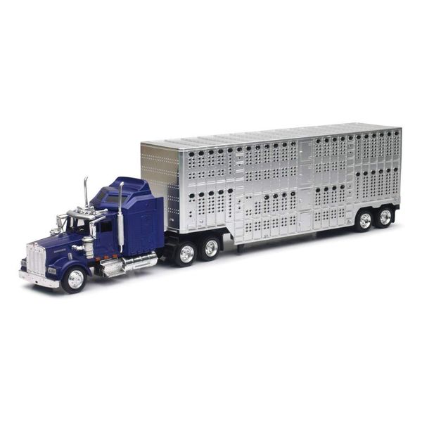 New-Ray 1/43 D/C Kenworth W900 Pot Belly Livestock Trailer