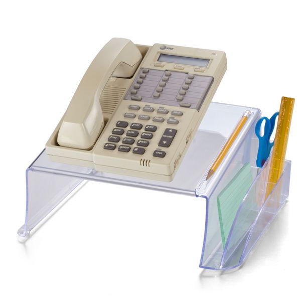 Officemate Telephone Stand, Laptop Stand, Clear Plastic Computer Riser, Laptops Elevator for Desk, Clear (21524)