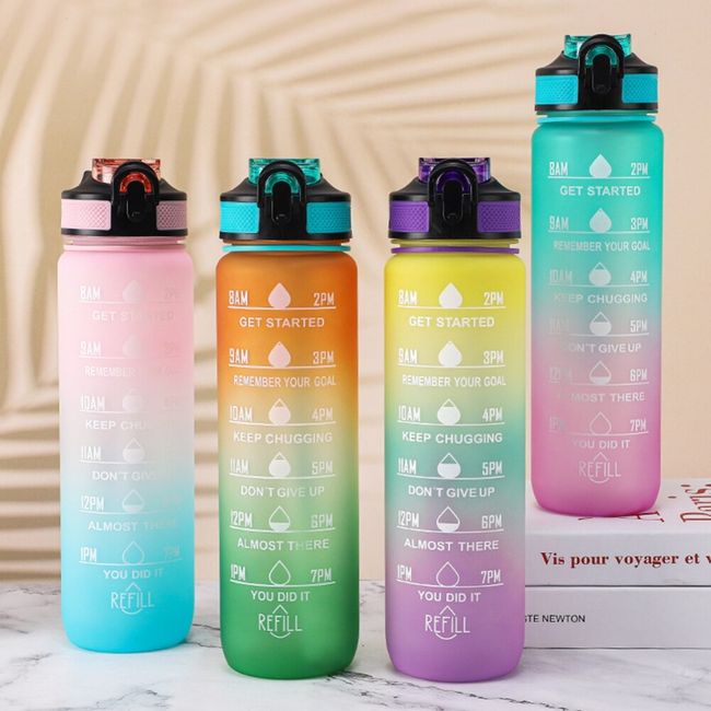 Water Bottle Motivational Drinking Bottle Sports Water Bottle With Time  Marker Portable Reusable Plastic Cups Outdoor Travel Gym