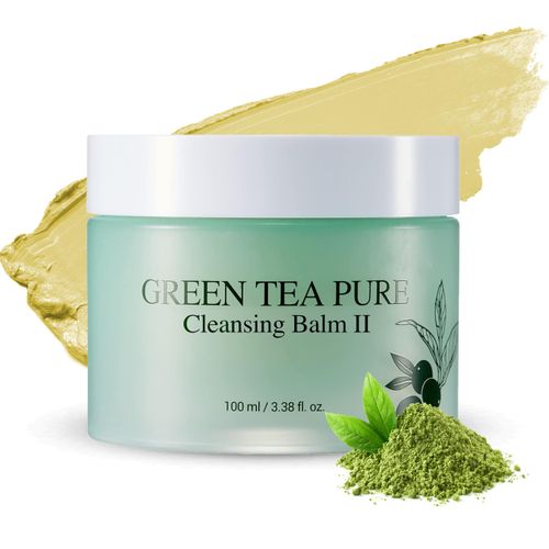 YADAH Green Tea Cleansing Balm II (3.38fl oz) - Makeup Remover, Moisturizing, Residue-Free. Korean Skin Care. Vegan, Extra Virgin Olive Oil.