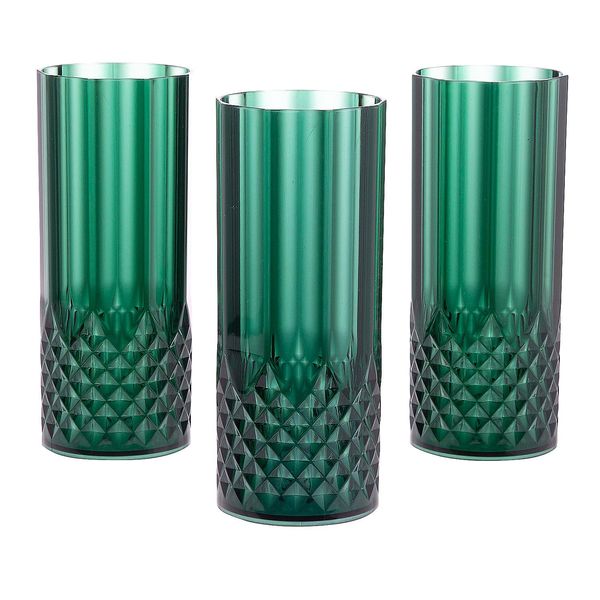 Fun Express 6" 14 oz. Green Patterned Reusable Plastic Water Cups - 12 Count
