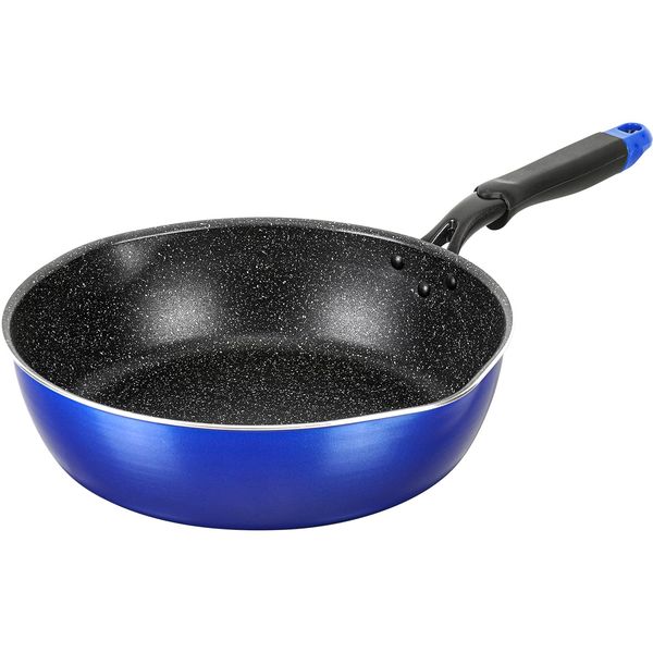 Wahei Freiz Neo RB-2155 Mega Fukka Deep Frying Pan, 11.0 inches (28 cm), Blue, Induction Heat/Gas Compatible, Handle Like a Pot, Bake, Boil, Simmer, Fry