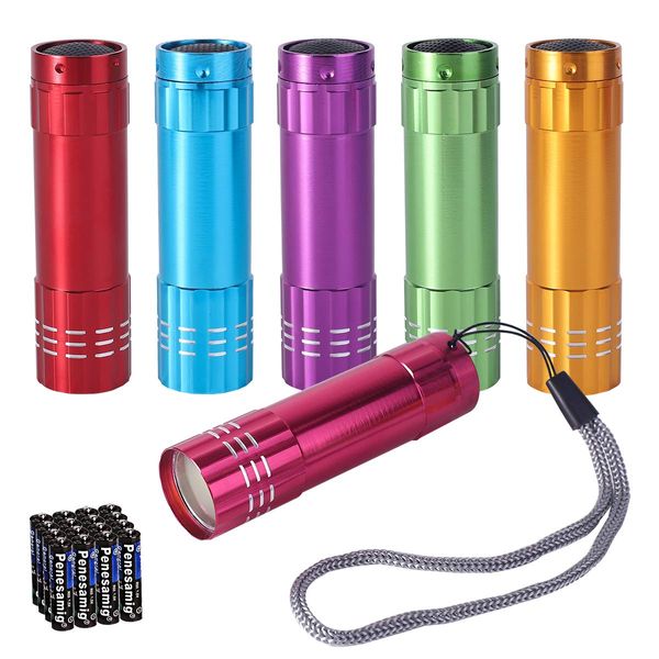 KunHe 6 Pack Stocking Stuffers Small Mini LED Flashlight Christmas Gifts COB Flashlights for Kids 100 Lumen with Battery Bright Camping Flash Light…