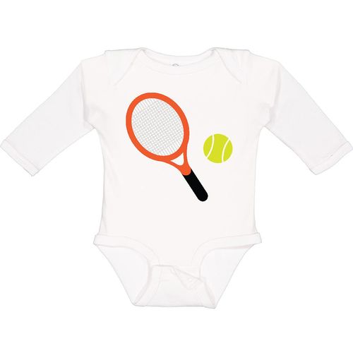 inktastic Tennis Racket and Ball Long Sleeve Creeper 18 Months 0020 White 1efe2