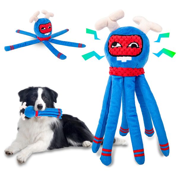 banpa Interactive Dog Toys for Boredom, Squeaky Dog Toy Soft Puppy Teething Toy, Anxiety-Relieving Octopus Small Dog Toys, Suitable for Small and Medium Dogs for Play and Training